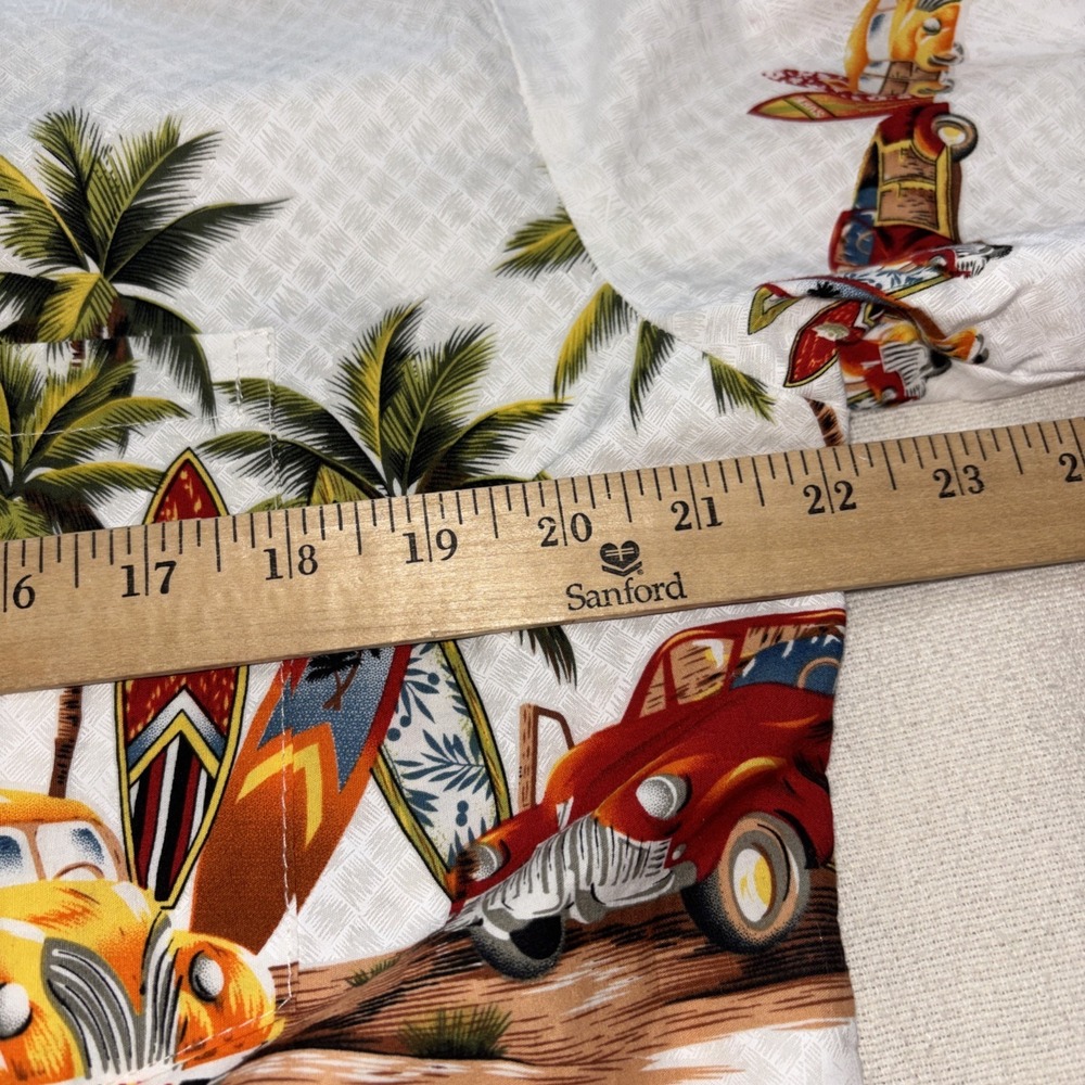 Palmwave Hawaiian Shirt Mens Size L Cotton Surf‎ Boards Palm Trees Quirky - Picture 9 of 10